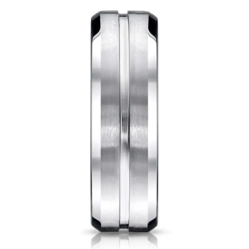 cobalt chrome Cobaltchrome™ 7mm Comfort-Fit Satin-Finished Beveled Edge Design Ring - alternate view 2