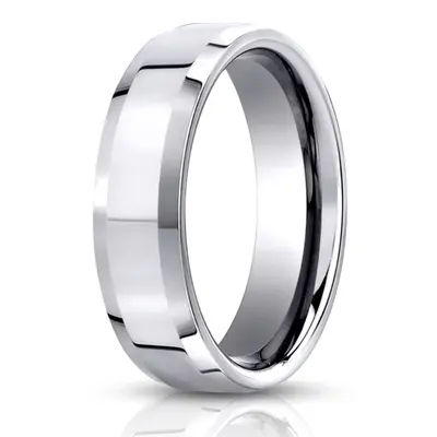 Cobaltchrome™ 7mm Comfort-Fit High Polished Beveled Edge Design Ring - view 1 of 2