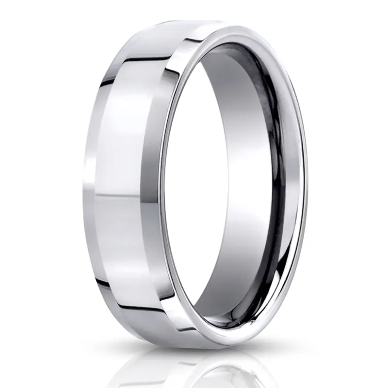 cobalt chrome Cobaltchrome™ 7mm Comfort-Fit High Polished Beveled Edge Design Ring - main view