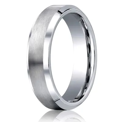 Cobaltchrome™ 6mm Comfort-Fit Satin-Finished Beveled Edge Design Ring - view 1 of 2