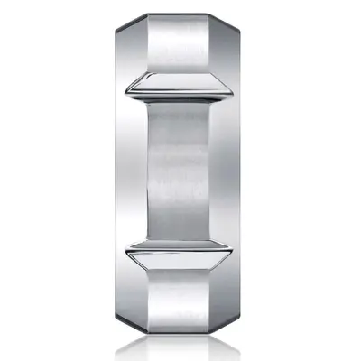 Cobaltchrome™ 10mm Comfort-Fit Satin-Finished, High Polished Grooves & Beveled Edge Design Ring - view 2 of 2