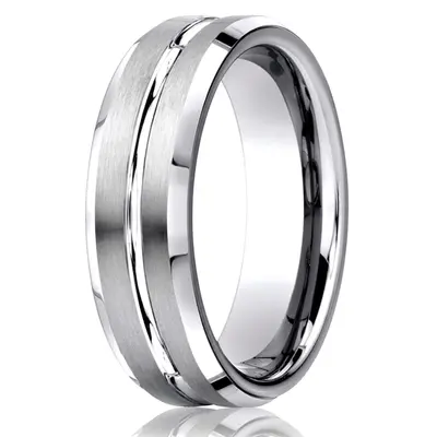 Cobaltchrome™ 7mm Comfort-Fit Satin-Finished Beveled Edge Design Ring - view 1 of 2