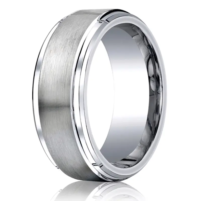 cobalt chrome Cobaltchrome™ 9mm Comfort-Fit Satin-Finished Stair-Step Edge Design Ring - main view