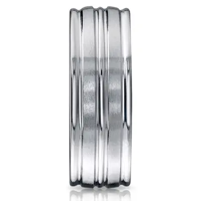 Cobaltchrome™ 8mm Comfort-Fit Satin-Finished High Polished Center & Round Edge Design Ring - view 2 of 2