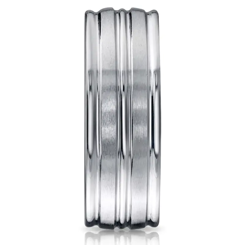 cobalt chrome Cobaltchrome™ 8mm Comfort-Fit Satin-Finished High Polished Center & Round Edge Design Ring - alternate view 2