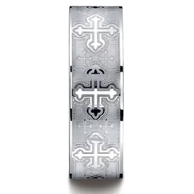 Cobaltchrome™ 7.5mm Comfort-Fit Cross Design Ring - view 2 of 2