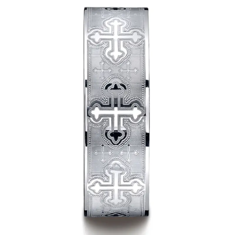cobalt chrome Cobaltchrome™ 7.5mm Comfort-Fit Cross Design Ring - alternate view 2