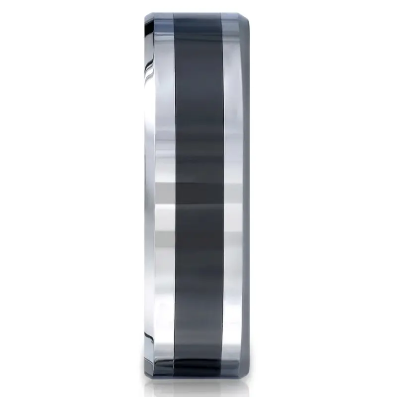 cobalt chrome Cobaltchrome™7mm Comfort-Fit Ceramic Inlay Design Ring - alternate view 2