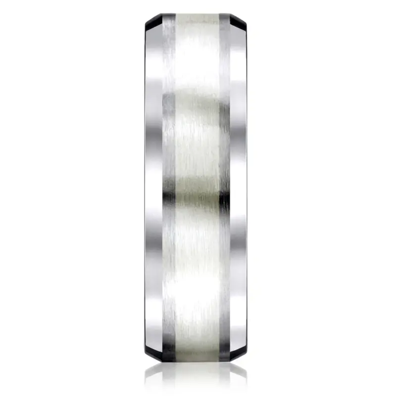 cobalt chrome Cobaltchrome™- Silver 7mm Comfort-Fit Satin-Finished Silver Inlay Design Ring - alternate view 2