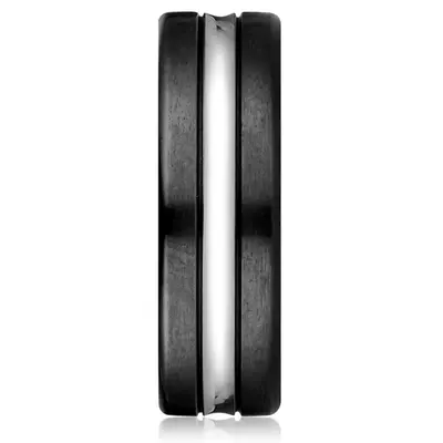 Cobaltchrome™ 7.5mm Comfort-Fit Blackened-Satin with a high polish center cut - view 2 of 2