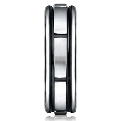 Cobaltchrome™ 7mm Comfort-Fit Satin-Finished Round Edge Blackened Sectional Design Ring - view 2 of 2