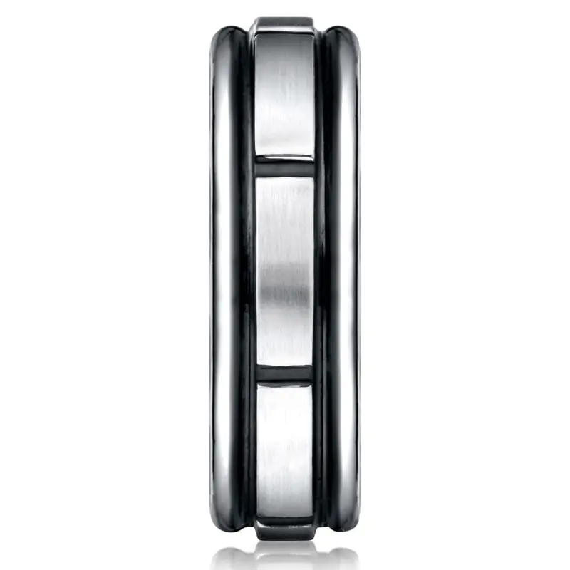 cobalt chrome Cobaltchrome™ 7mm Comfort-Fit Satin-Finished Round Edge Blackened Sectional Design Ring - alternate view 2