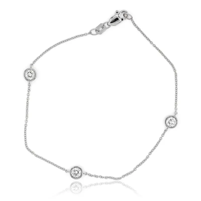 14K white gold Bezel Set Round Diamond Bracelet 1/2 ct.tw - alternate view 2