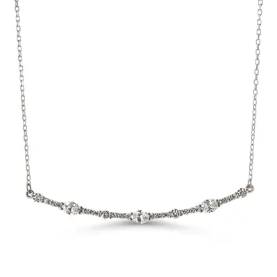 14K white gold Oval Round Diamond Bar Necklace 1/2 ct.tw - alternate view 3 thumbnail