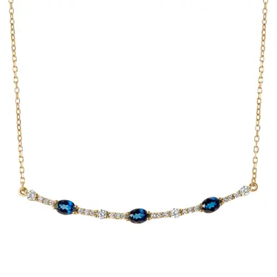 Oval Sapphire and Round Diamond Bar Necklace 1/5 ct.tw alternate view