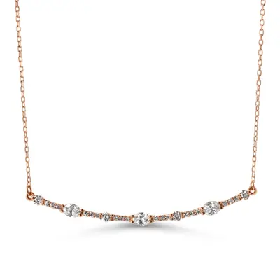 14K white gold Oval Round Diamond Bar Necklace 1/2 ct.tw - alternate view 4 thumbnail