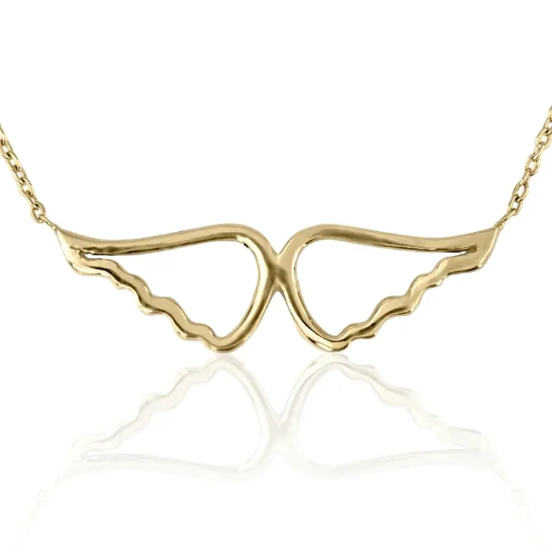 14K white gold 14K Gold Solid Angel Wings Pendant - main view