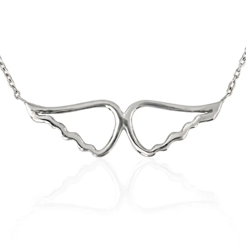 14K white gold 14K Gold Solid Angel Wings Pendant - alternate view 2