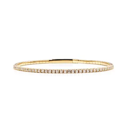 14K white gold Half Bangle Diamond Tennis Bracelet 7/8 ct.tw - main view thumbnail