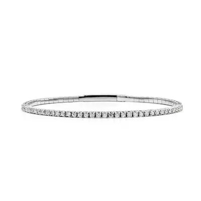 14K white gold Half Bangle Diamond Tennis Bracelet 7/8 ct.tw - alternate view 2 thumbnail