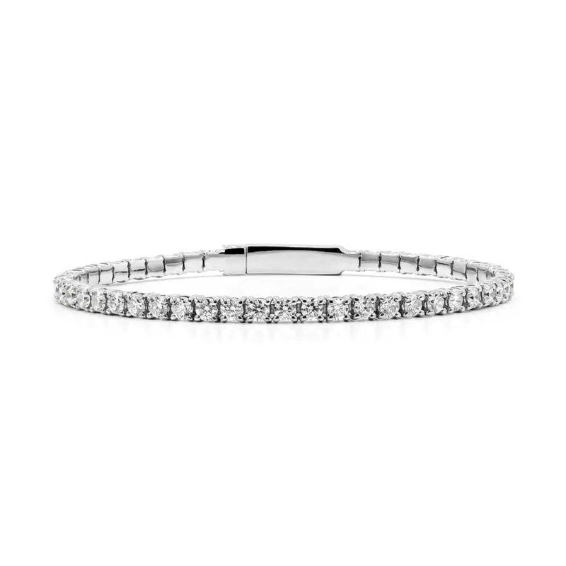 14K white gold Full Flex Diamond Bangle Bracelet 3 3/4 ct.tw - main view