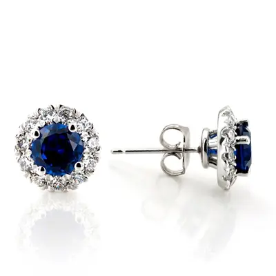 Dazzling Blue Sapphire And Diamond Halo Earrings(1.25 ct. tw.) - view 1 of 2