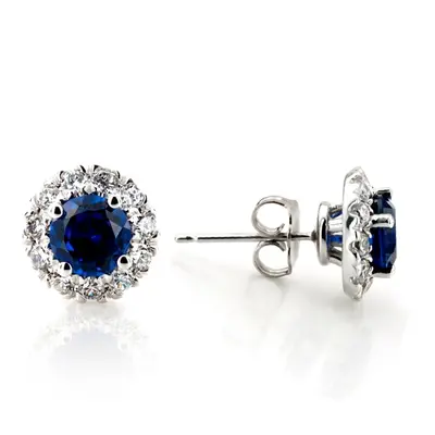 Dazzling Blue Sapphire And Diamond Halo Earrings(0.75 ct. tw.) - view 1 of 2