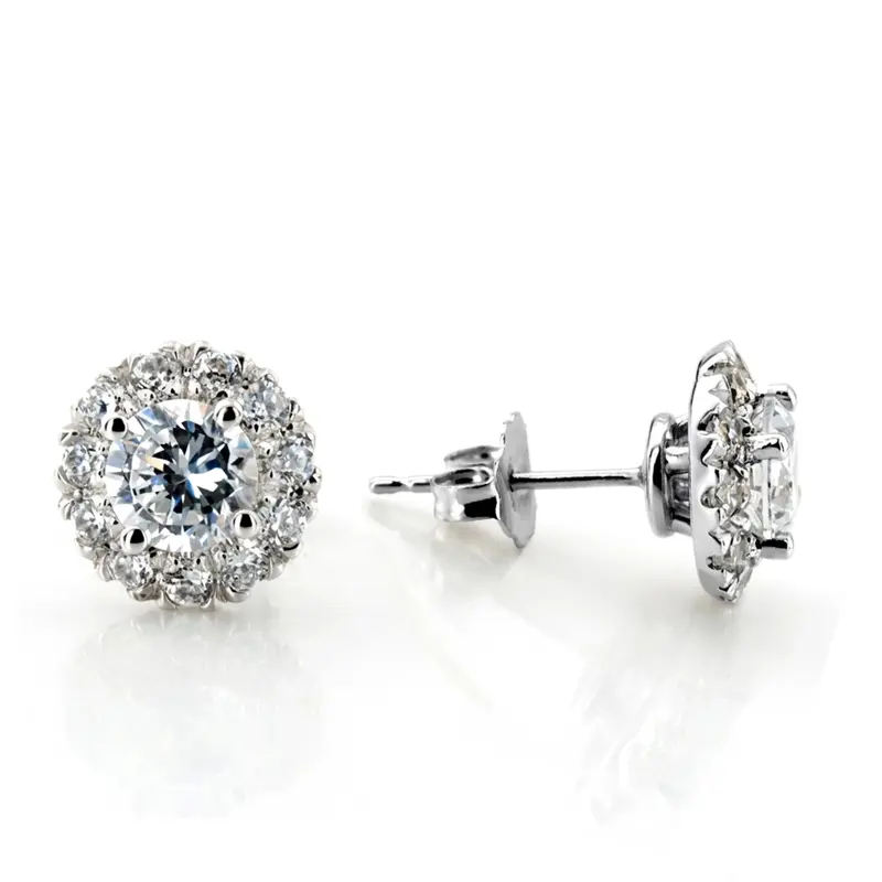 14K gold Pave Set Diamond Halo Earrings(0.51ct. tw.) - main view