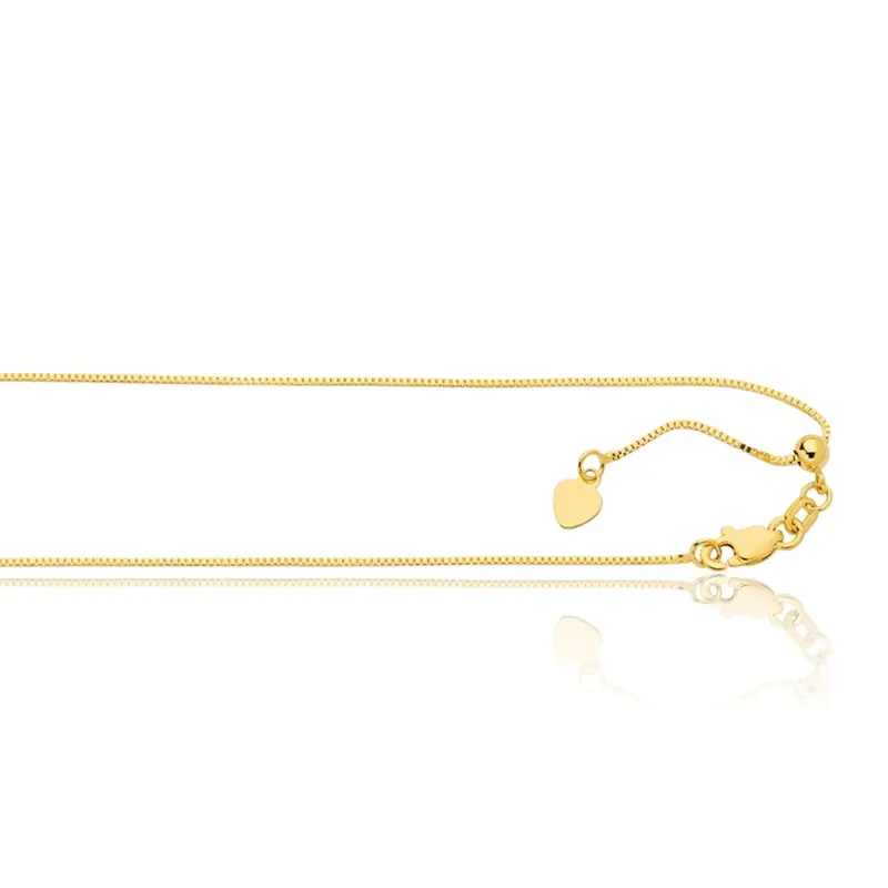 14K gold Classic Adjustable 14K Gold 22 Inches Box Chain - main view