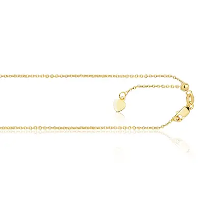 14K Yellow Gold 22 Inches Classic Cable Adjustable Chain With Heart - view 1 of 1