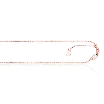 14K Rose Gold 22 Inches Classic Cable Adjustable Chain With Heart - view 1 of 1