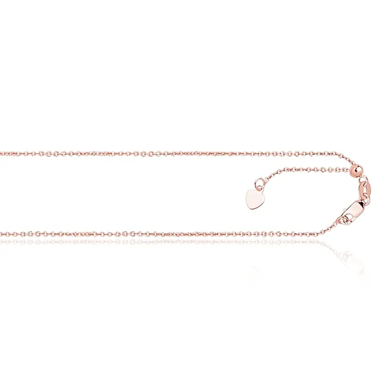 14K gold 14K Rose Gold 22 Inches Classic Cable Adjustable Chain With Heart - main view