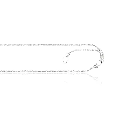 14K White Gold 22 Inches Classic Cable Adjustable Chain With Heart - view 1 of 1