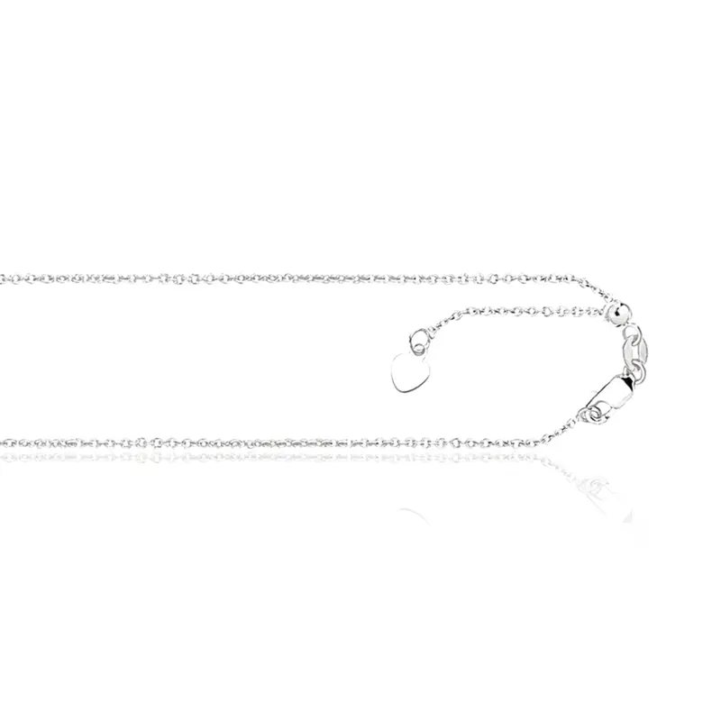 14K gold 14K White Gold 22 Inches Classic Cable Adjustable Chain With Heart - main view