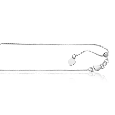 Classic Adjustable 14K White Gold 22 Inches Box Chain - view 1 of 1