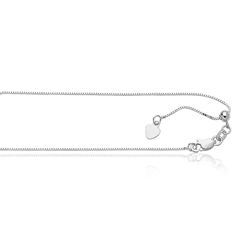 14K gold Classic Adjustable 14K White Gold 22 Inches Box Chain - main view