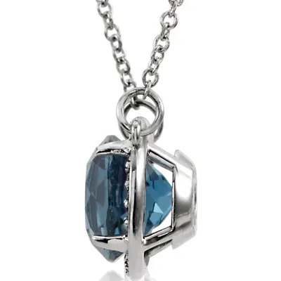 14K White Gold Blue Topaz And 0.05 CTW Diamond 16" Pendant - view 2 of 2