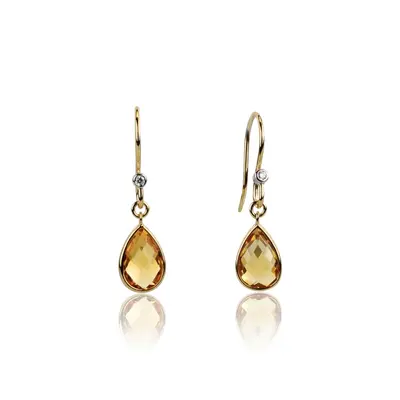 Citrine And 0.02 ct. tw. Diamond Dangle Earrings alternate view