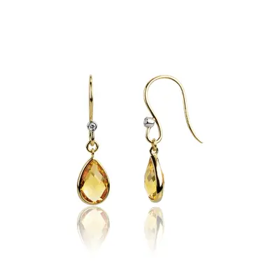 Citrine And 0.02 ct. tw. Diamond Dangle Earrings