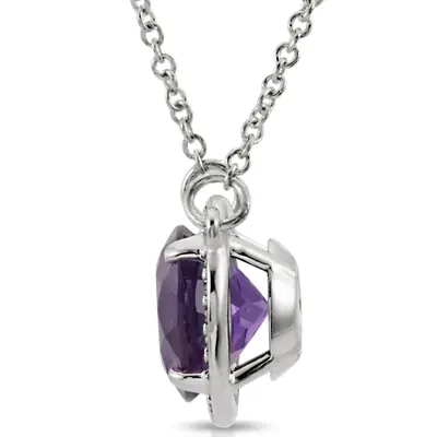 Amethyst Center 0.05 CTW Accent Diamond 14K White Gold Necklace - view 2 of 2