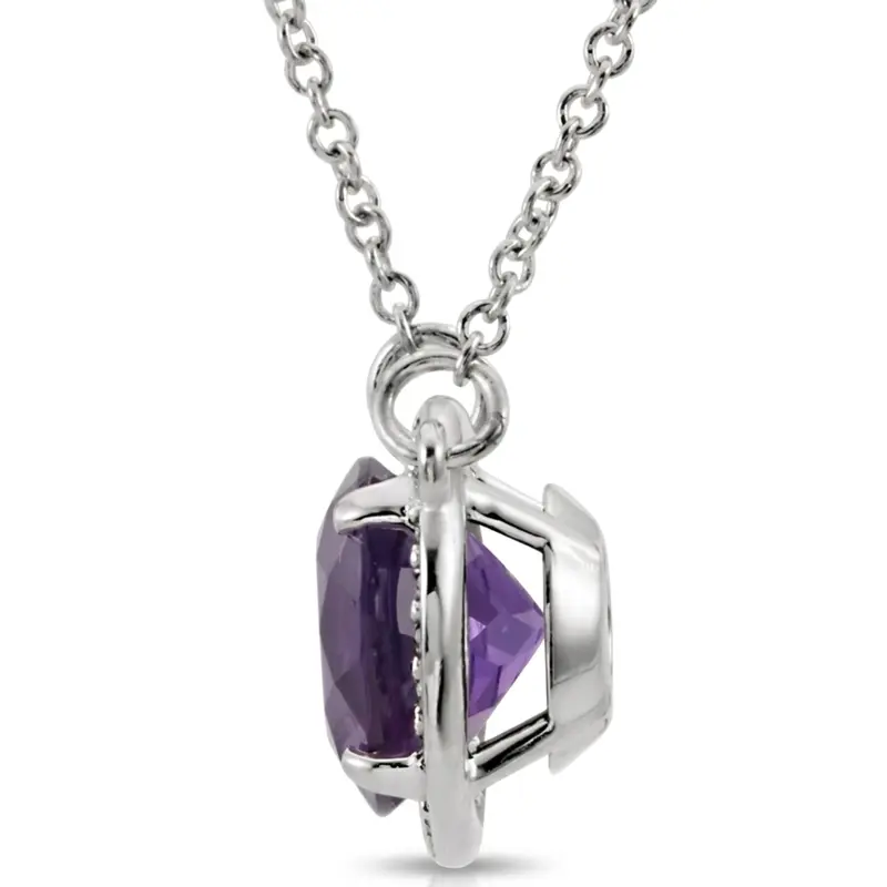 14K gold Amethyst Center 0.05 CTW Accent Diamond 14K White Gold Necklace - alternate view 2