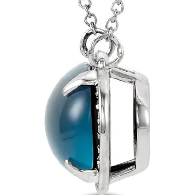 14K White Gold London Blue Topaz And 1/6 ctw Diamond Necklace - view 2 of 2