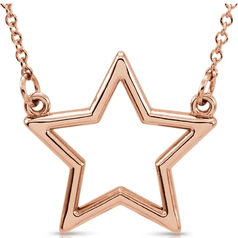 14K gold Geo Star Design 14K Rose Gold 16 Inch Pendant - main view