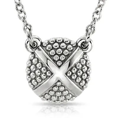 Beaded XO Design 14K Gold Pendant With 18" Chain - view 2 of 4