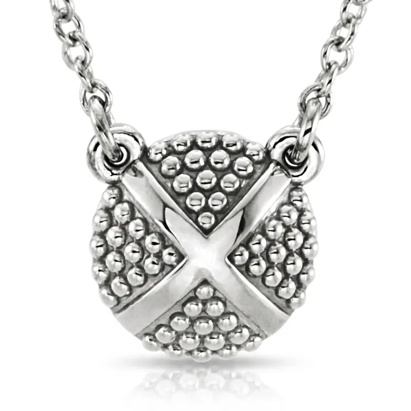 14K gold Beaded XO Design 14K Gold Pendant With 18" Chain - alternate view 2
