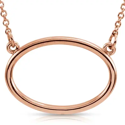 Geo Oval 14K Solid Rose Gold Pendant With 16" Chain - view 1 of 2