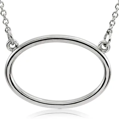 Geo Oval 14k Solid Gold Pendant With 16" Chain - view 2 of 4