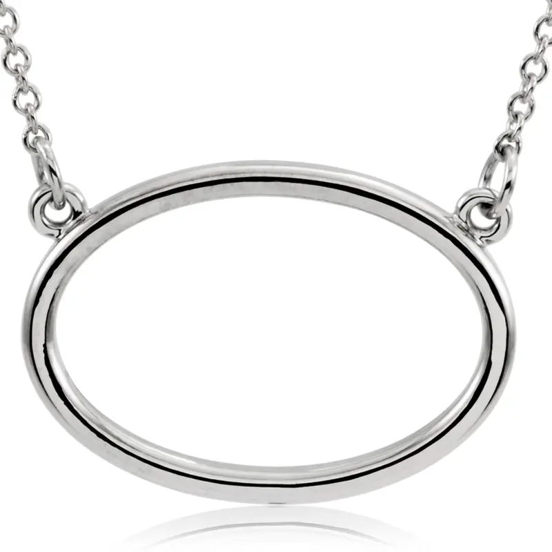 14K gold Geo Oval 14k Solid Gold Pendant With 16" Chain - alternate view 2