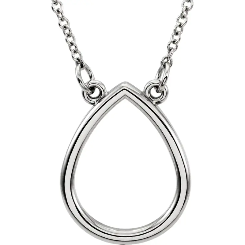 14K gold Geo Design Teardrop 14K Gold Pendant With 16" Chain - alternate view 2