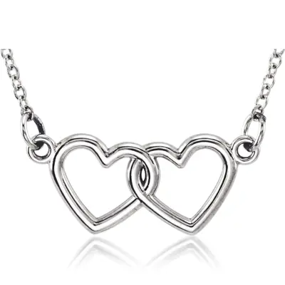14k Solid Gold Double Heart 18" Pendant - view 1 of 4
